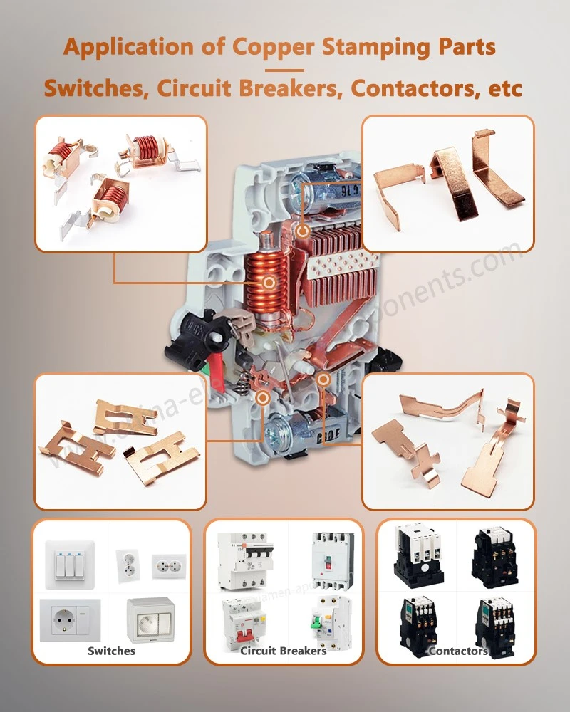 Application of Red Copper Stamping Parts Switches, Circuit Breakers, Contactors, etc Application of Red Copper Stamping Parts Switches, Circuit Breakers, Contactors, etc