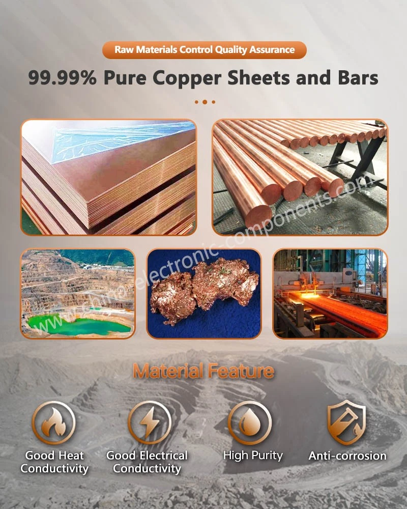9999 Pure Copper Sheets and Bars for New Energy Vehicle Film Capacitor Busbar 9999 Pure Copper Sheets and Bars for New Energy Vehicle Film Capacitor Busbar
